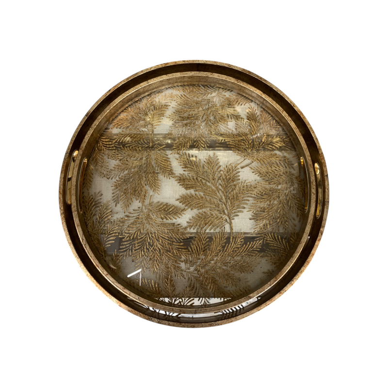 Antique Gold-Finish with Leaf Design Serving Trays