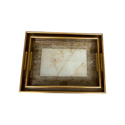 Rectangular Brass & Marble Trays