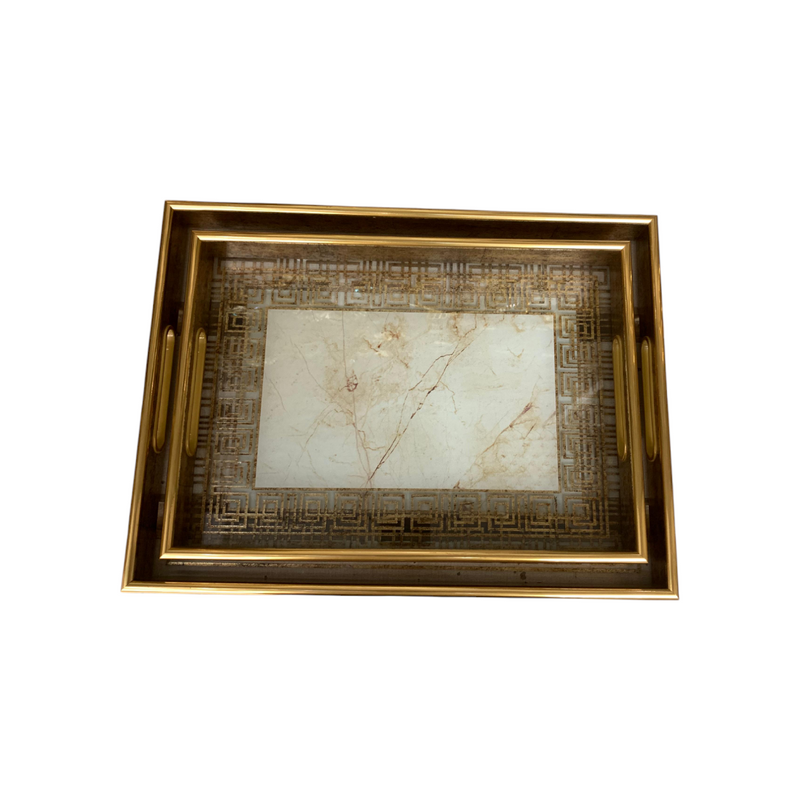 Rectangular Brass & Marble Trays