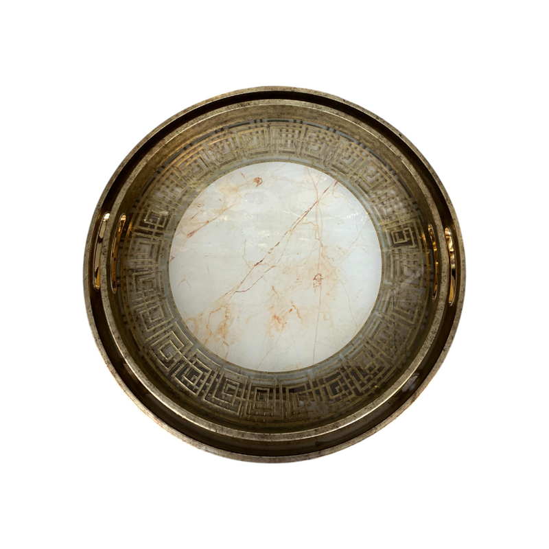 Antique Brass & Marble Decorative Serving Trays