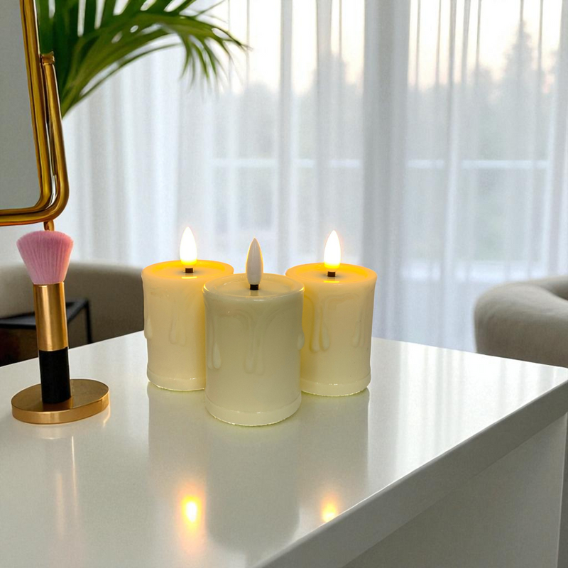 Flameless LED Pillar Candles with Textured Designs