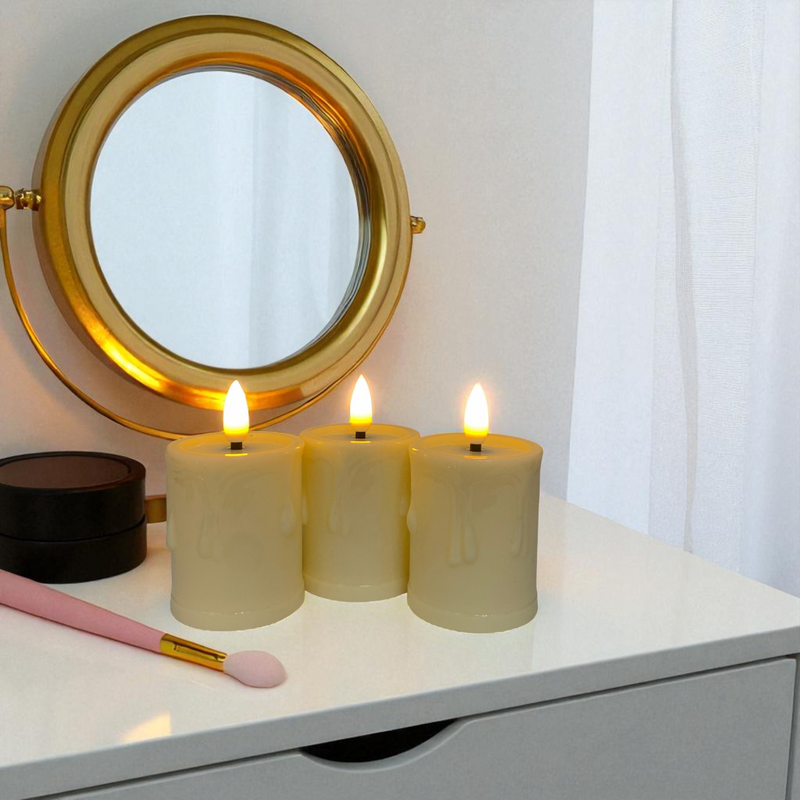 Flameless LED Pillar Candles with Textured Designs