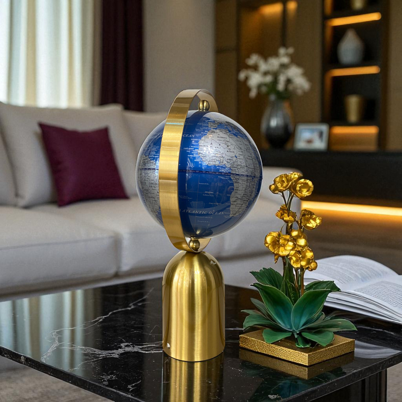 Twin Orbit Brass Decorative Globes