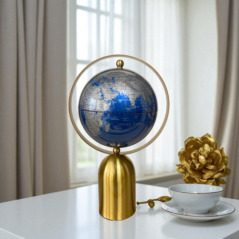 Twin Orbit Brass Decorative Globes