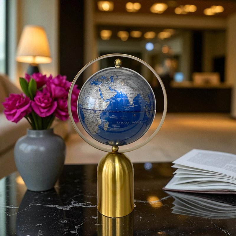 Twin Orbit Brass Decorative Globes