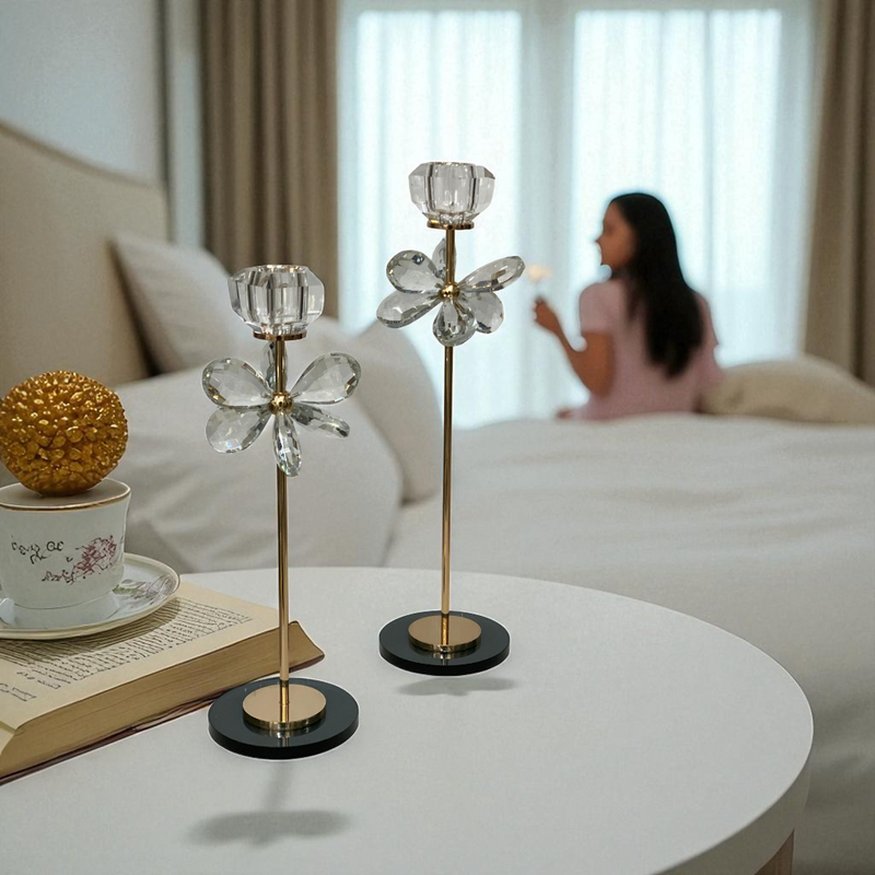 Crystal Blossom Candle Stands