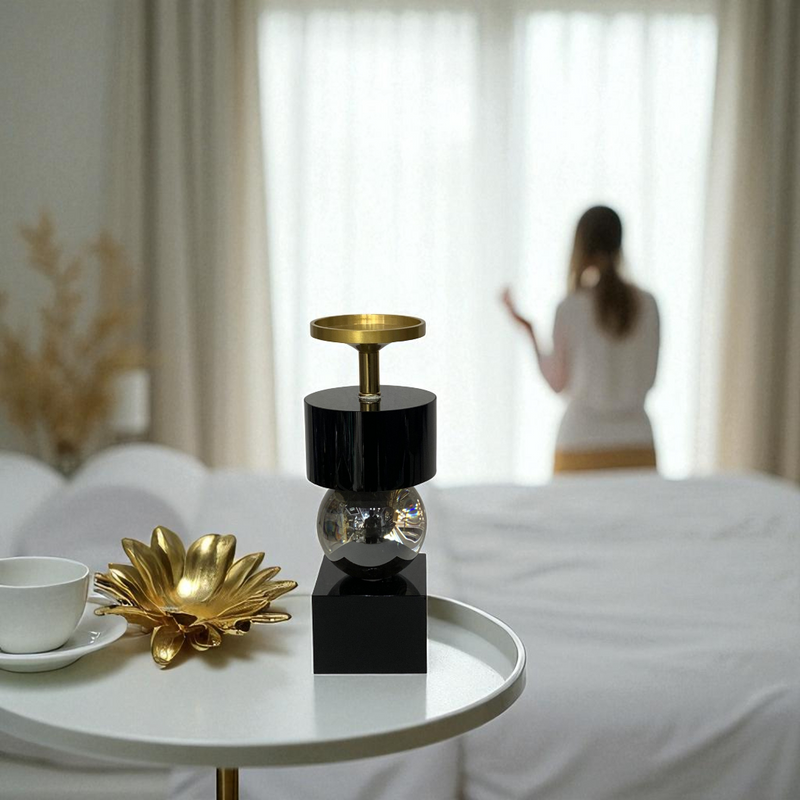 Midnight Luxe Crystal Candle Holder Set