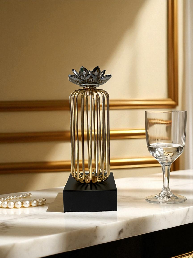 Golden Lotus Crystal Tower Stand