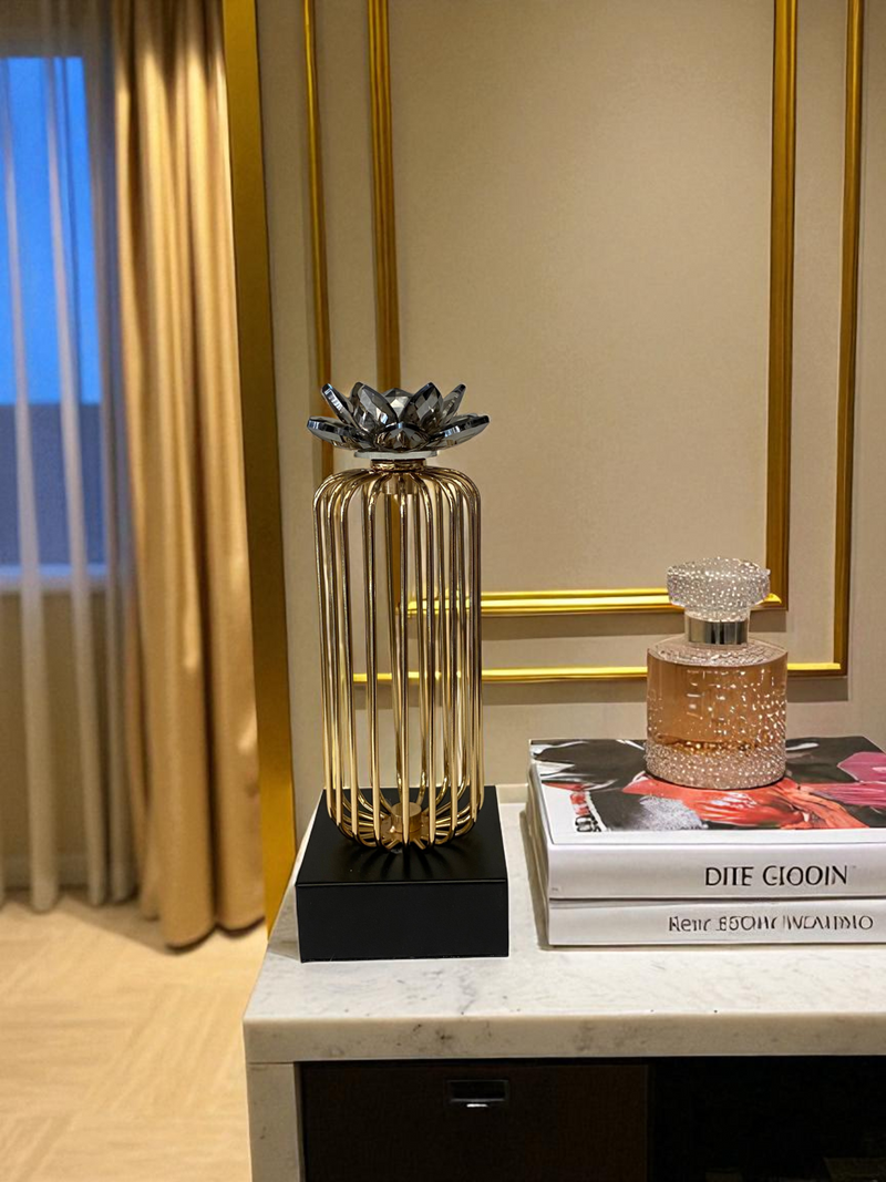 Golden Lotus Crystal Tower Stand