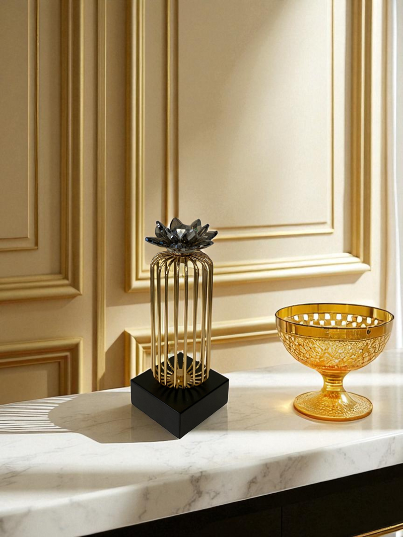 Golden Lotus Crystal Tower Stand