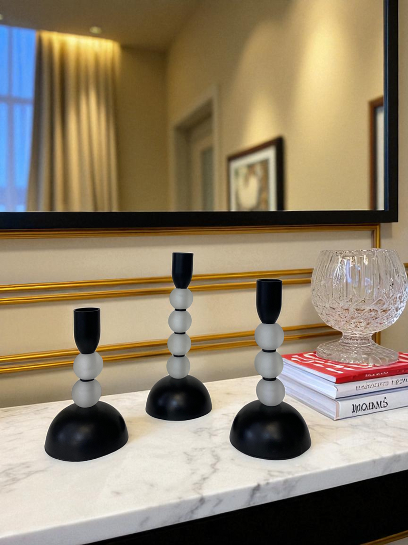 The Plunger Frosted Candle Stand Trio