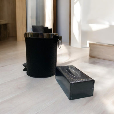 Premium Leather Dustbin & Tissue Box Set