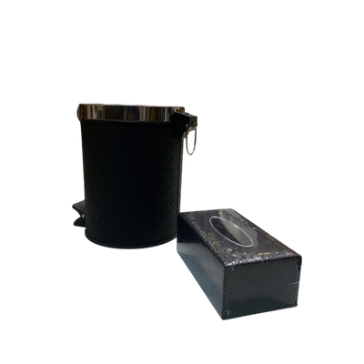 Premium Leather Dustbin & Tissue Box Set