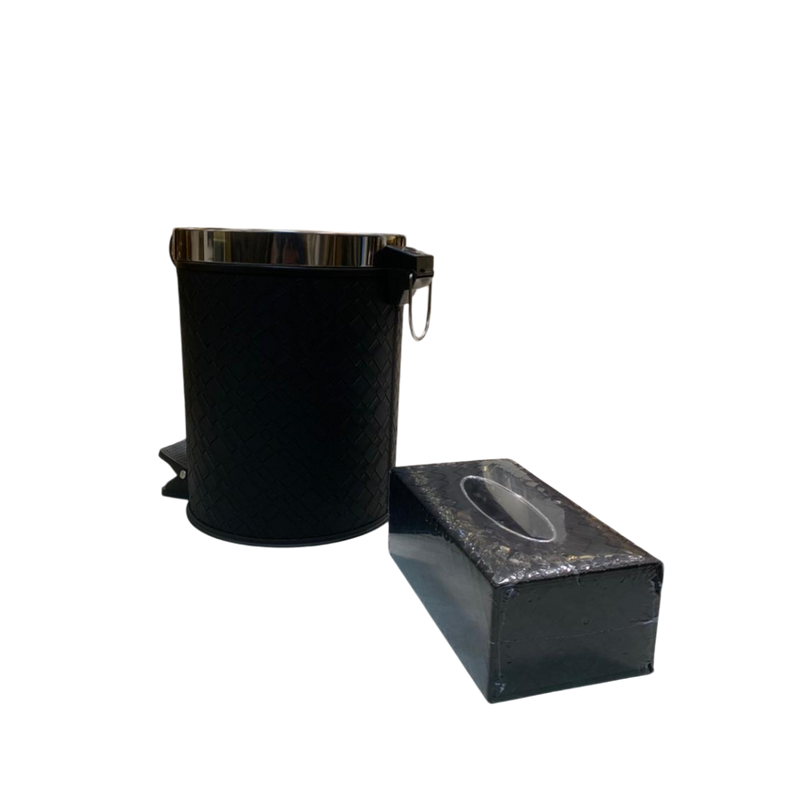 Premium Leather Dustbin & Tissue Box Set