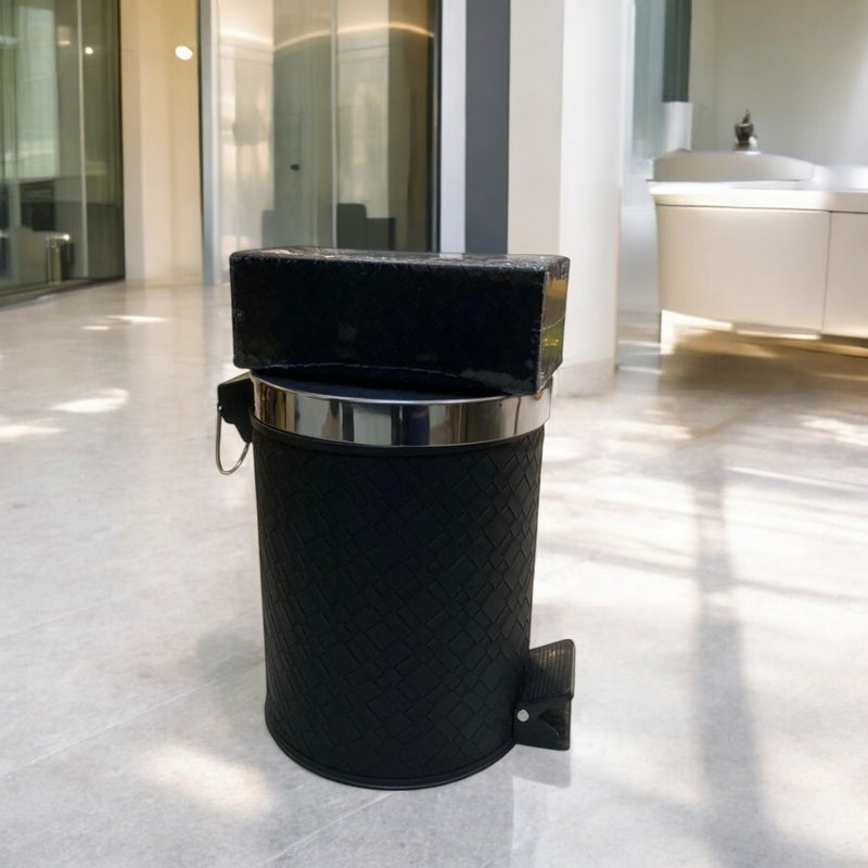 Premium Leather Dustbin & Tissue Box Set