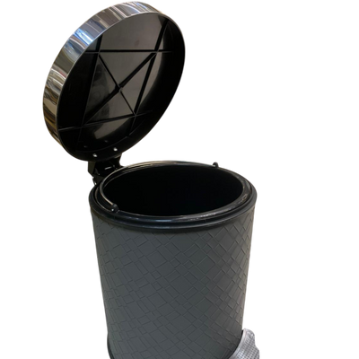 Luxury Silver Leather Dustbin & Tissue Box Set