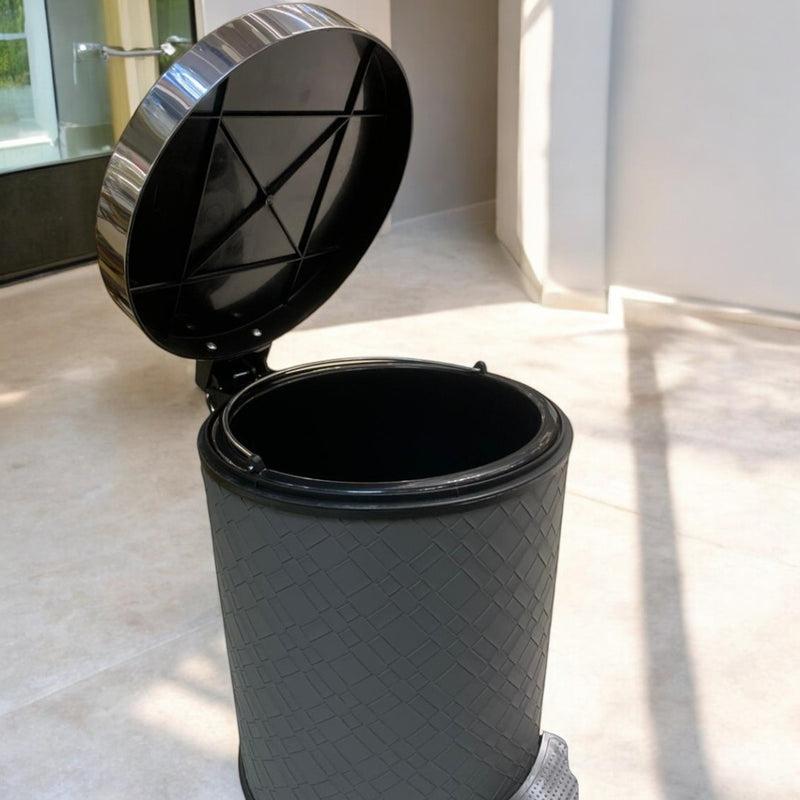 Luxury Silver Leather Dustbin & Tissue Box Set