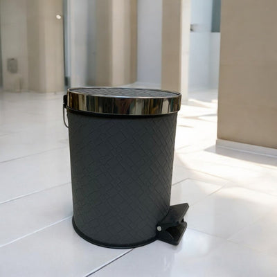Luxury Silver Leather Dustbin & Tissue Box Set