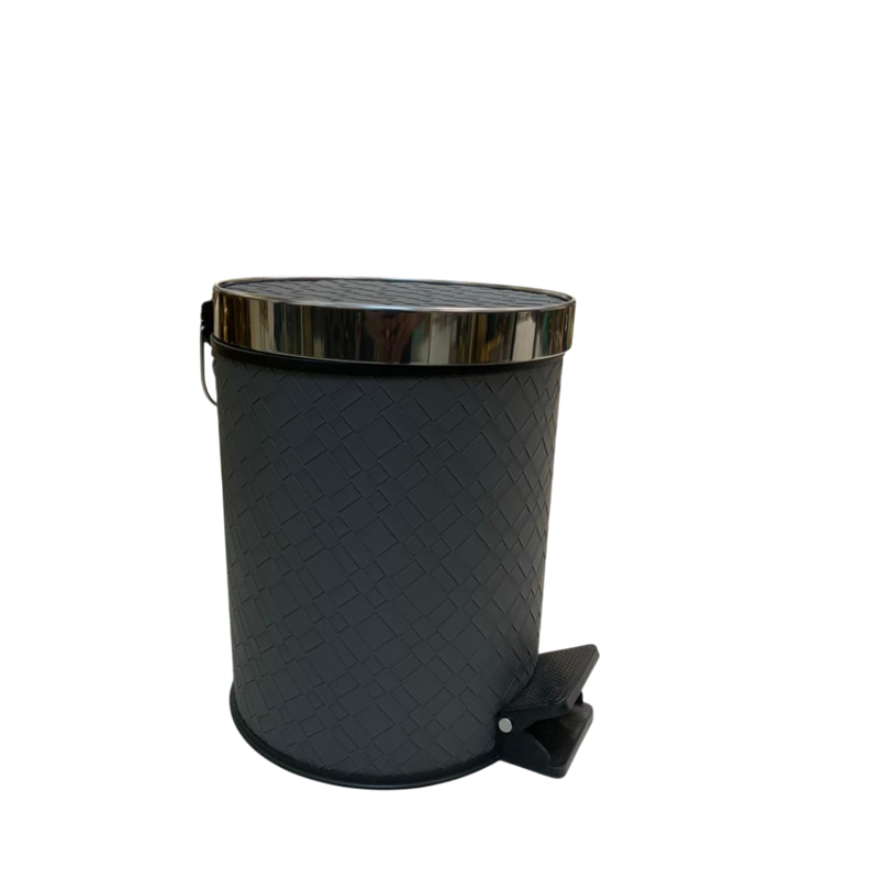Luxury Silver Leather Dustbin & Tissue Box Set