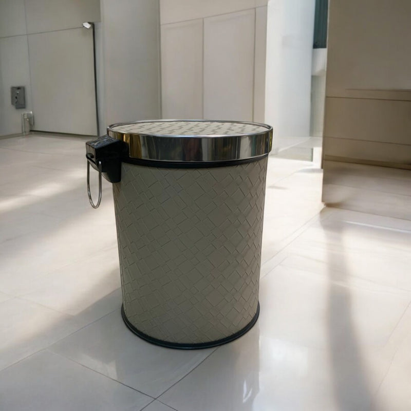 Elegant Light Brown Leather Dustbin & Tissue Box Set