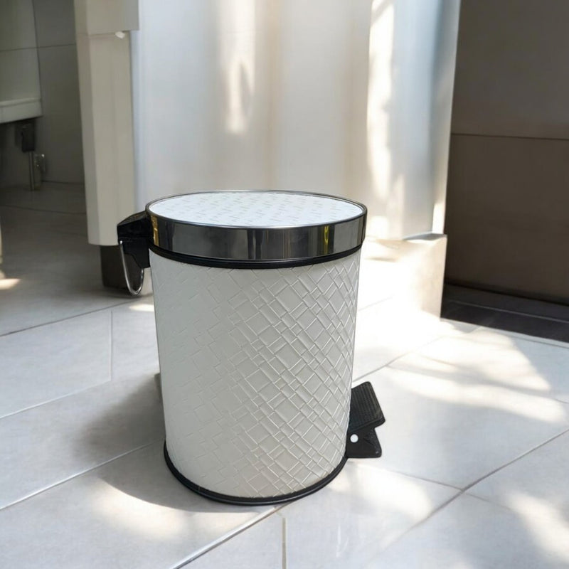 Luxury White Leather Dustbin & Tissue Box Set