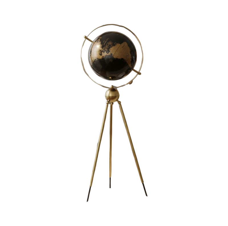 Midnight Brass Globe on Tripod Stand