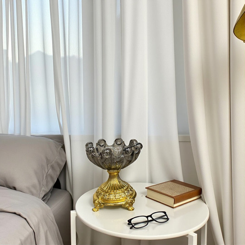 Aurum Mist Vintage Mini Glass Bowl with Golden Base