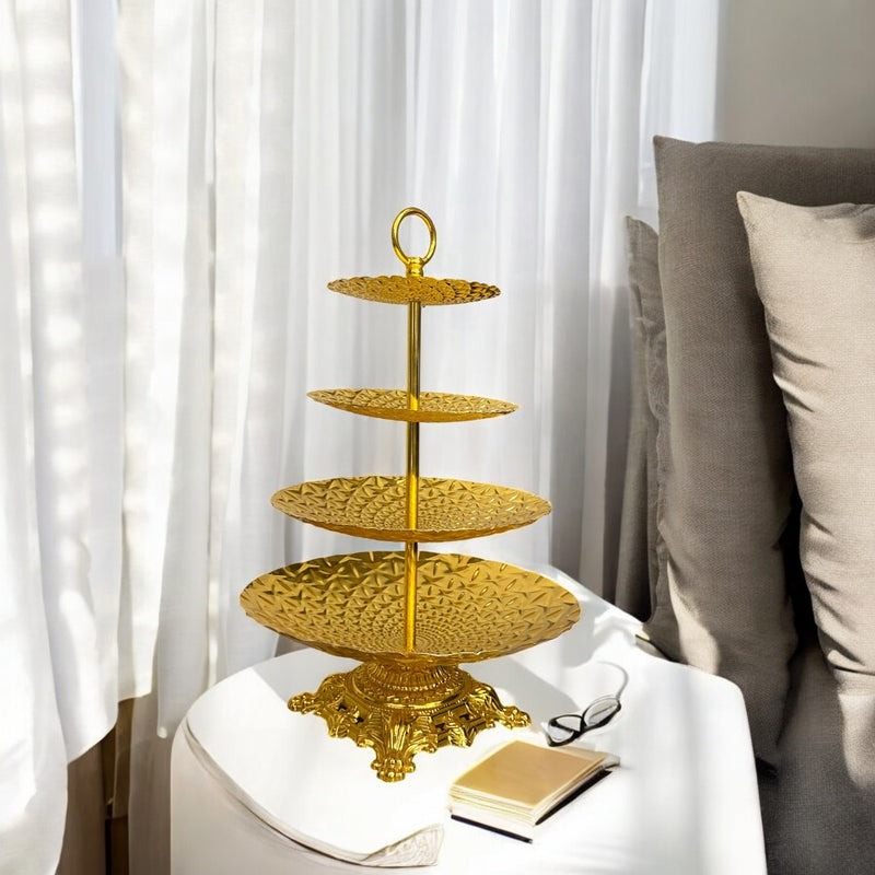 Regalia Four-Tier Modern Metallic Golden Food Platter