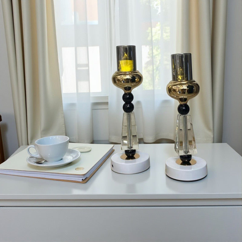 Luna Noir Crystal Candle Holders