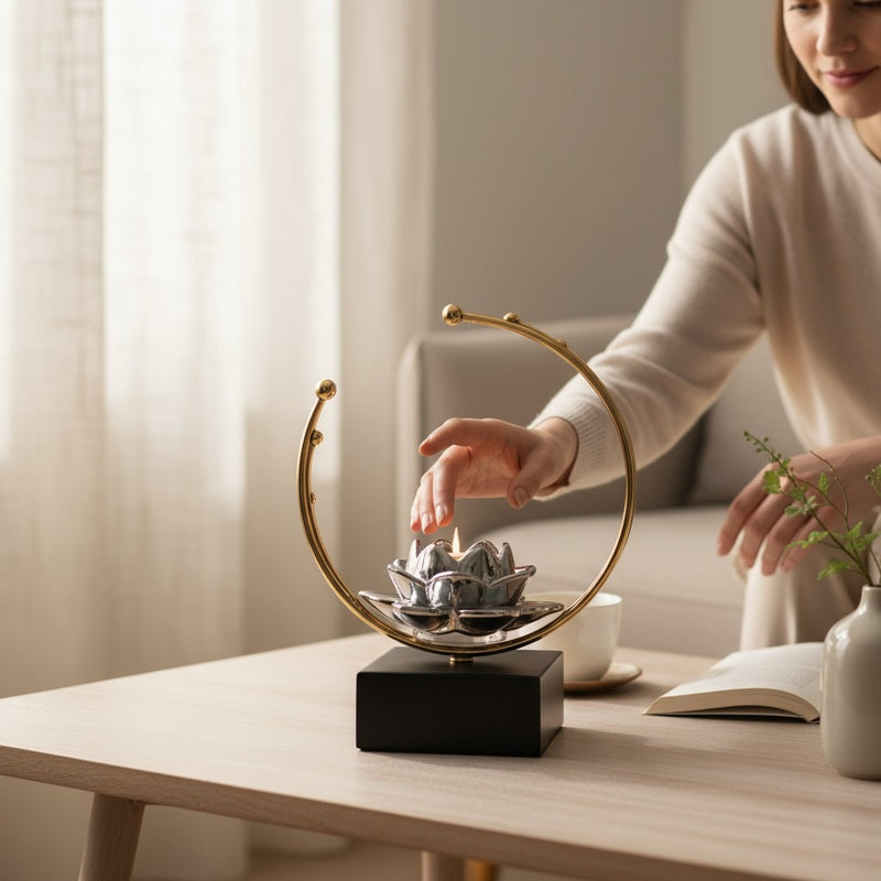 Luminous Lotus Crystal Candle Stand