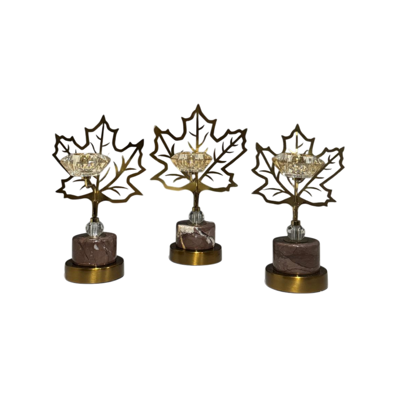 Elysia Brass Crystal Lotus Candle Holder