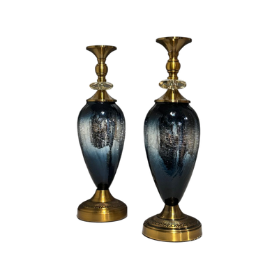 Azure Ocean Blue Brass Candle Stands