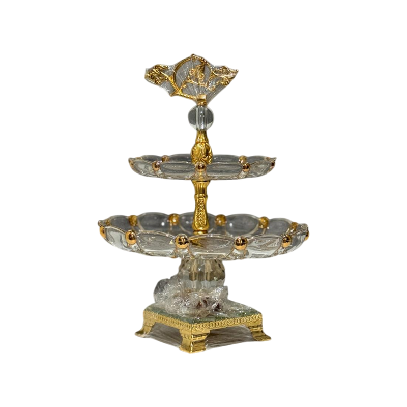 Regalia Gold Crystal Tiered Stand