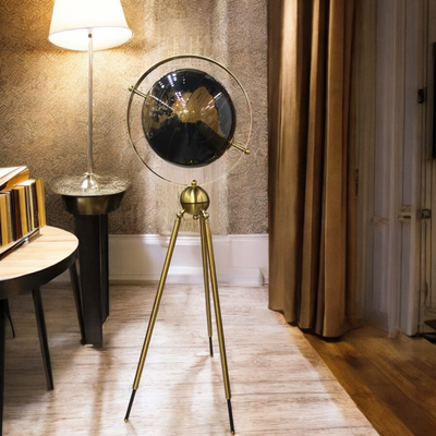 Midnight Brass Globe on Tripod Stand