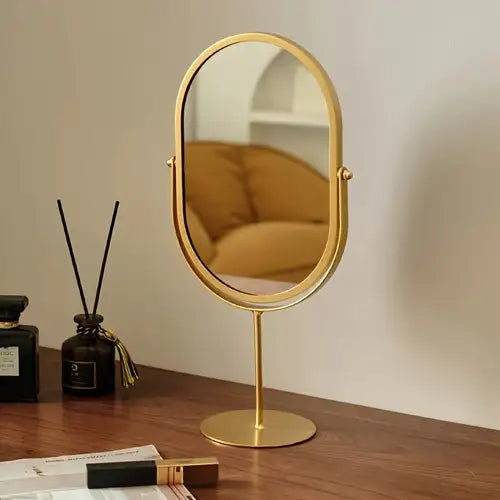 Elegant Gold Oval Table Mirror