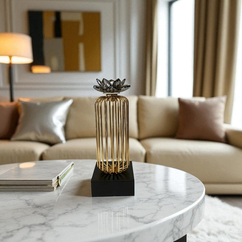 Golden Lotus Crystal Tower Stand