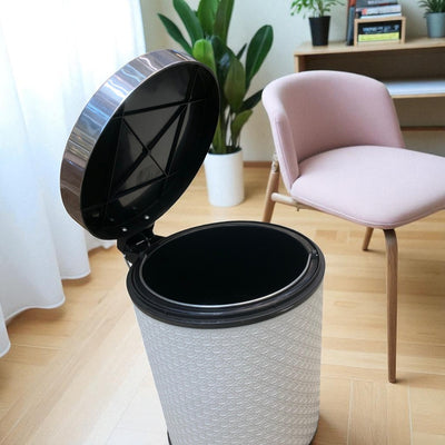 Elegant White Leather Dustbin & Tissue Box Set