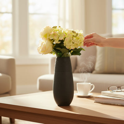 Golden Leaf Artisan Ceramic Vase