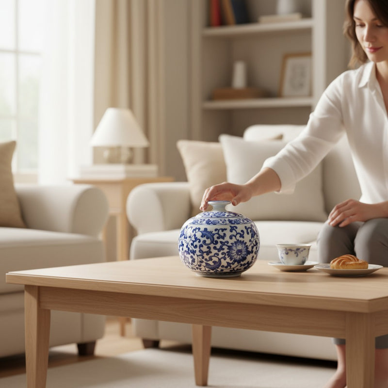 Cobalt Charm Blue Pottery Candy Jar