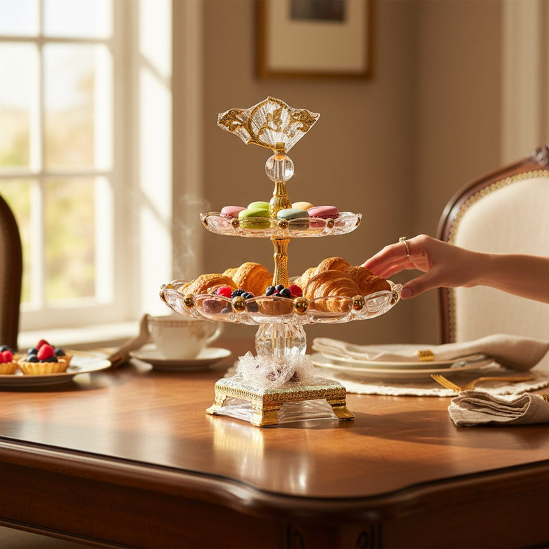 Regalia Gold Crystal Tiered Stand