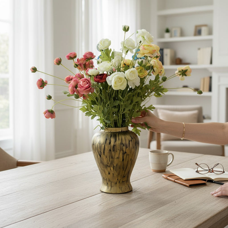 Crimson Aura Ceramic Floral Vase