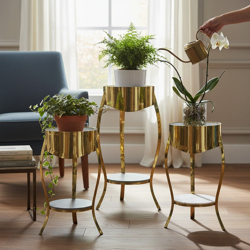 Luxe Modern SS Coffee Tables with Ceramic Top