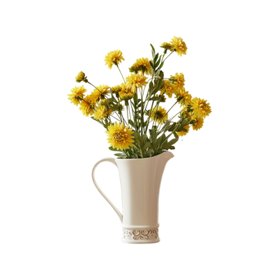 Ivory Bloom Ceramic Pitcher Vase