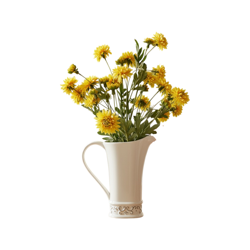 Ivory Bloom Ceramic Pitcher Vase