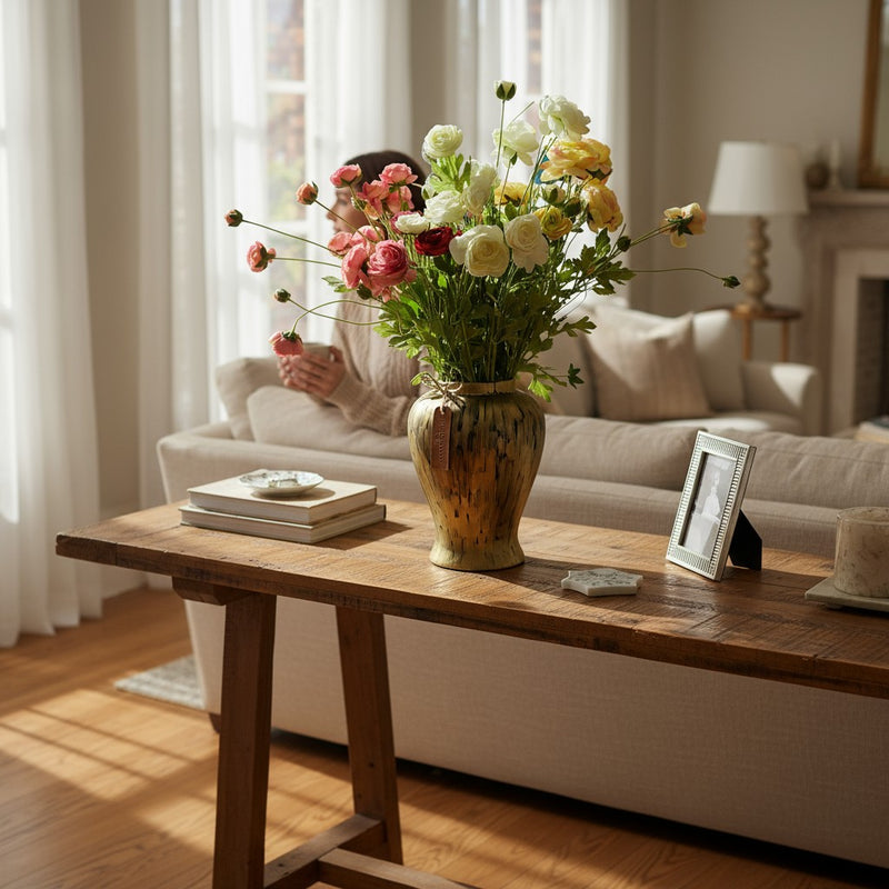 Crimson Aura Ceramic Floral Vase