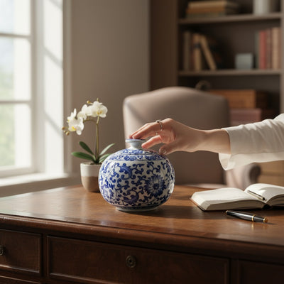 Cobalt Charm Blue Pottery Candy Jar