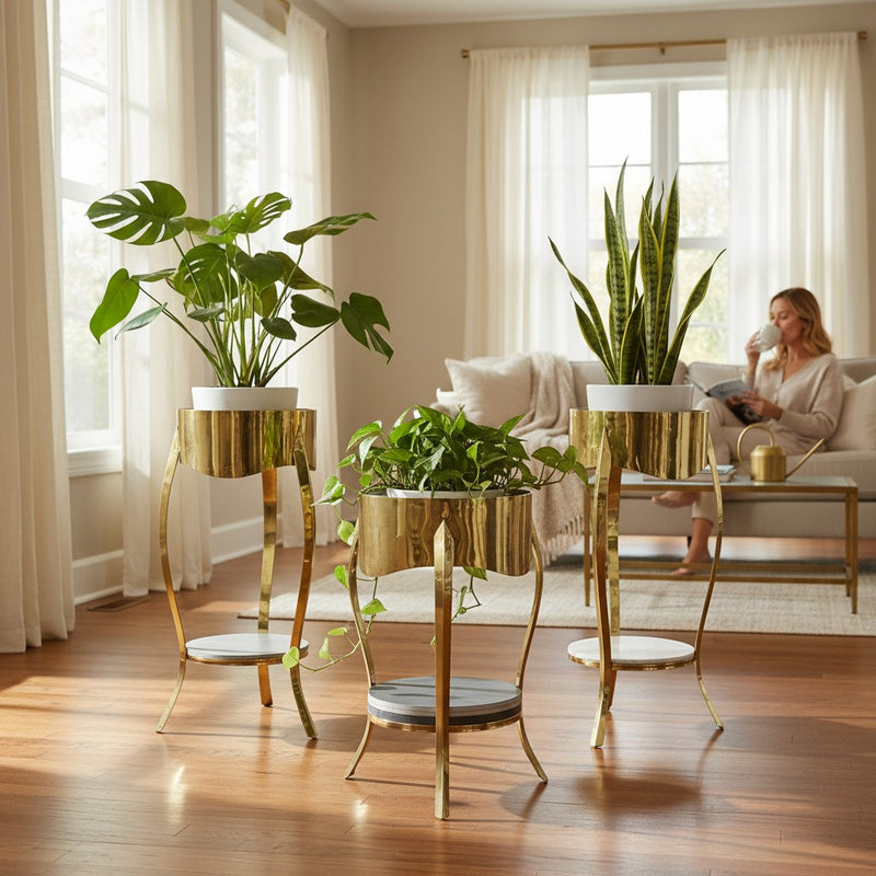 Luxe Modern SS Coffee Tables with Ceramic Top