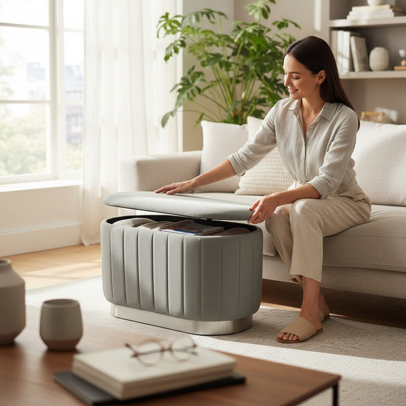 SilverVault Modern Velvet Storage Seater