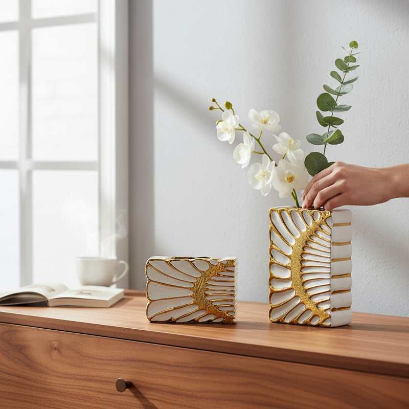 Opal Crest Ceramic Vase (Pair)