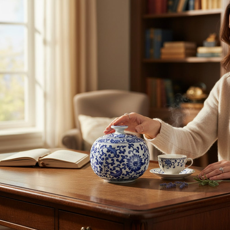Cobalt Charm Blue Pottery Candy Jar